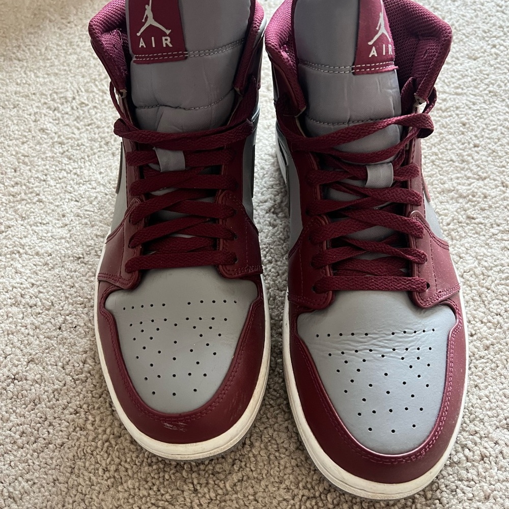 Air Jordan 1 Retro High-Top Sneakers - Burgundy and Gray